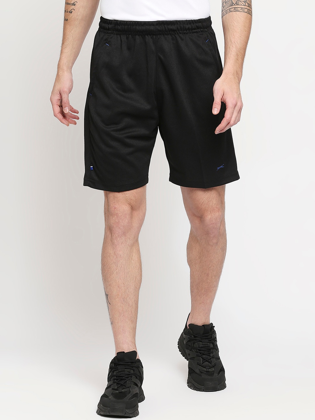 Black Panther Men Black Solid Running Shorts