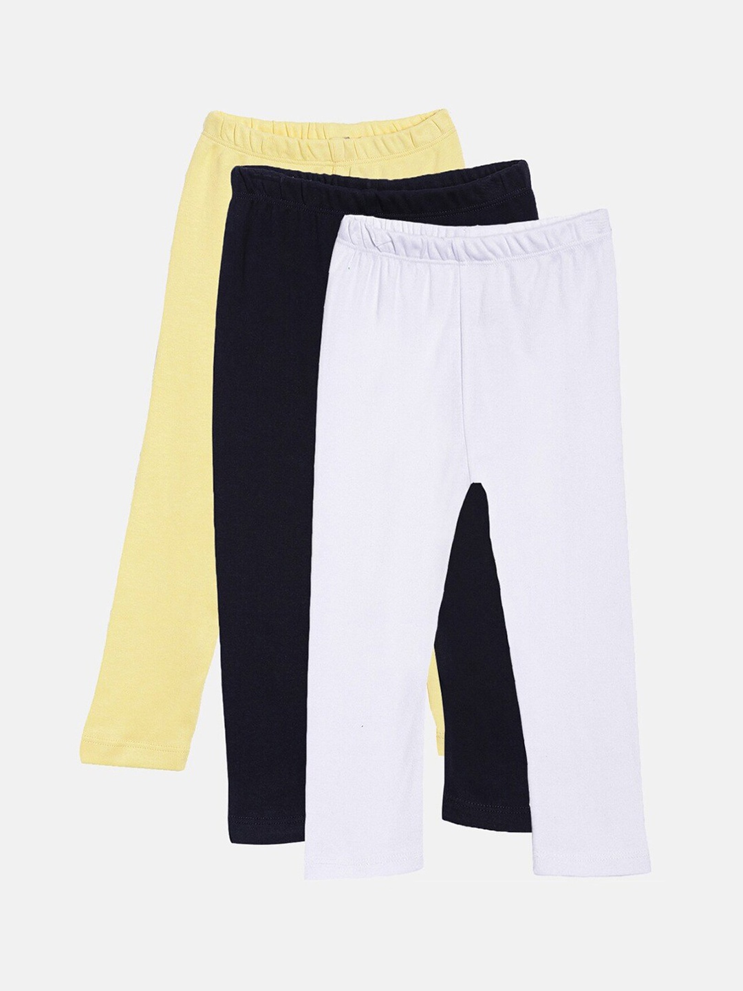 Kryptic Girls Set of 3 Cotton Leggings, Yellow