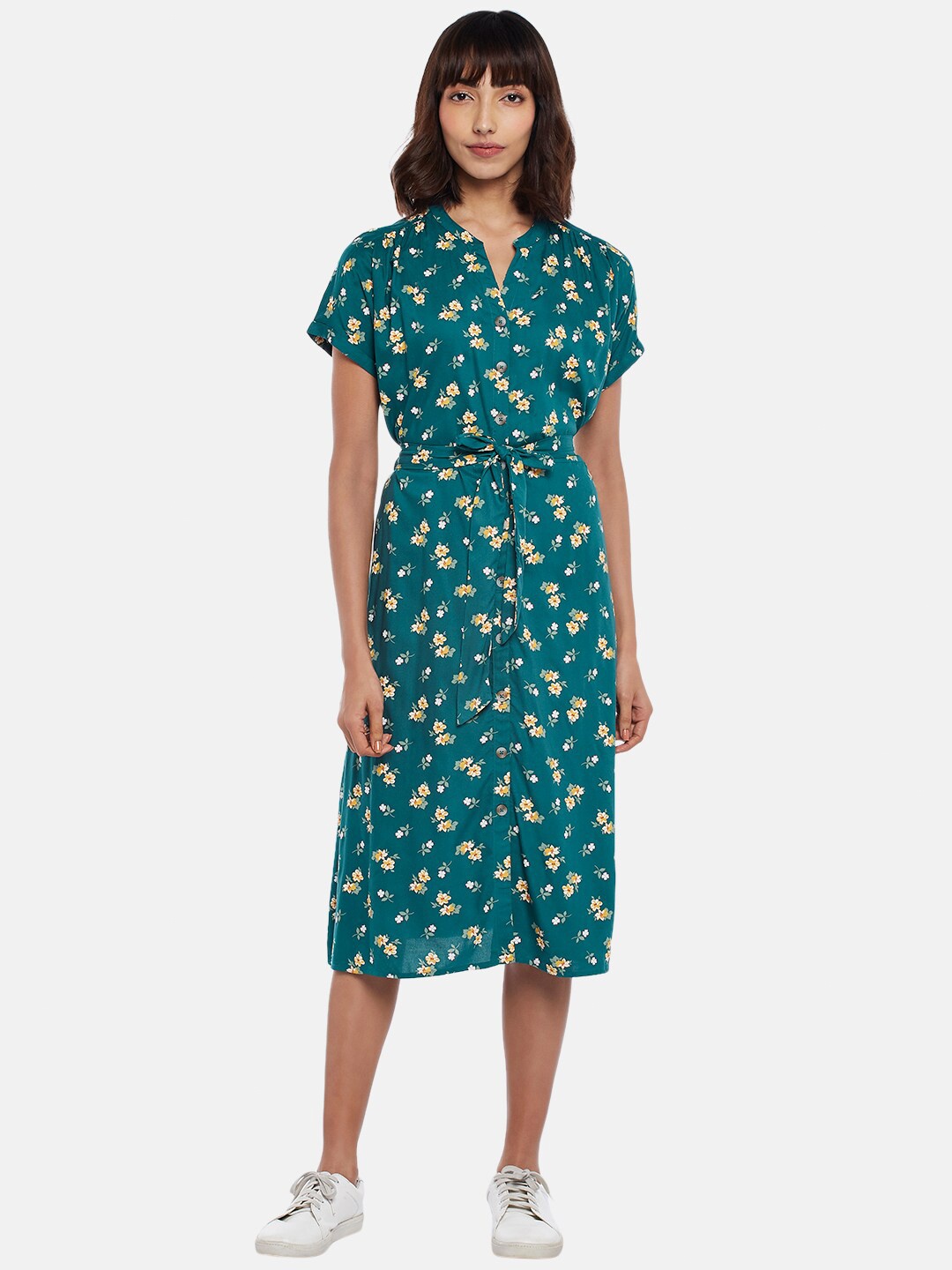 Honey by Pantaloons Women Teal & Yellow Floral Printed Mandarin Collar Shirt Dress
Honey by Pantaloons Women Teal & Yellow Floral Printed Mandarin Collar Shirt Dress