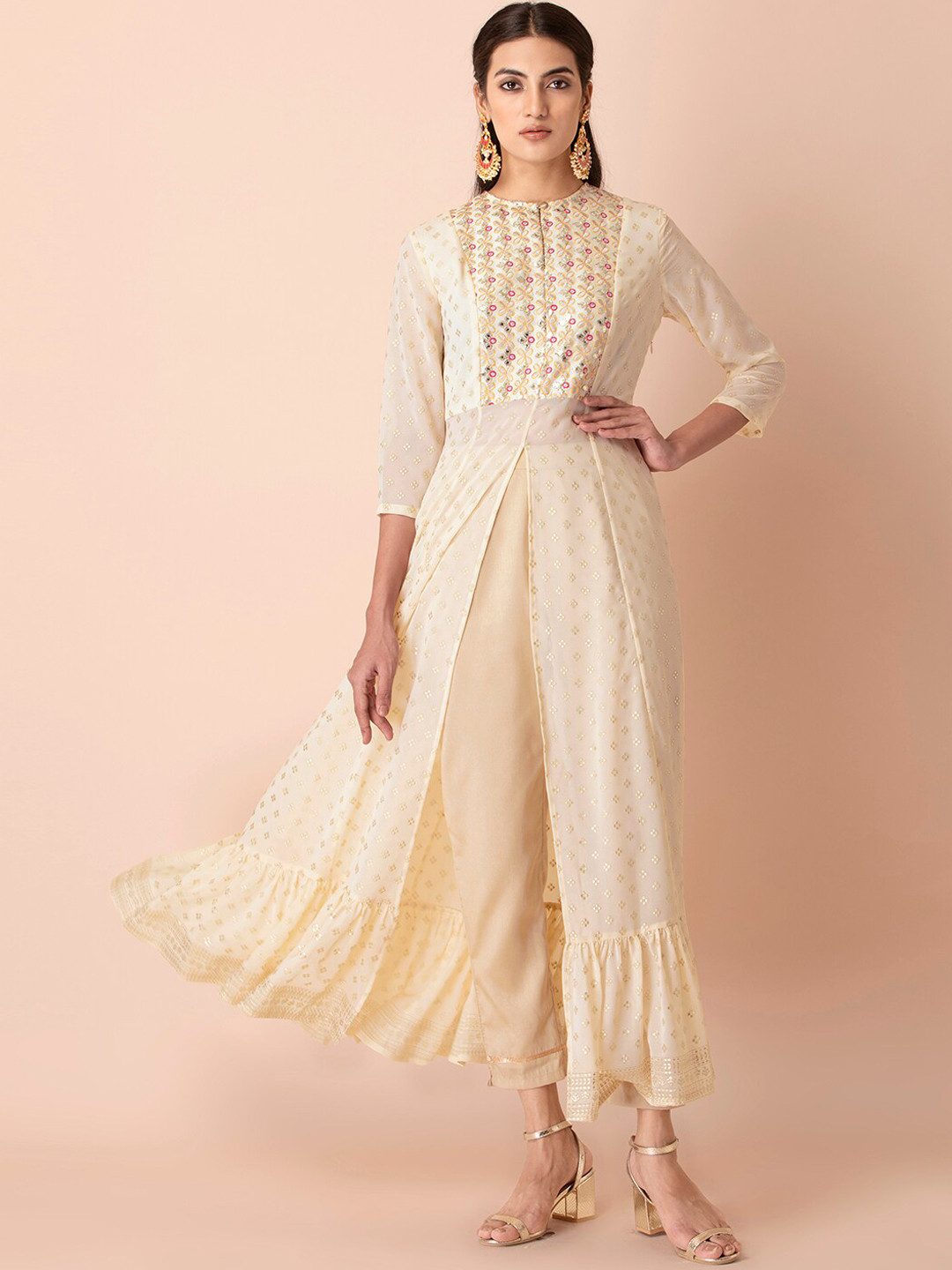 INDYA Women White Georgette High Slit Anarkali Kurta
INDYA Women White Georgette High Slit Anarkali Kurta