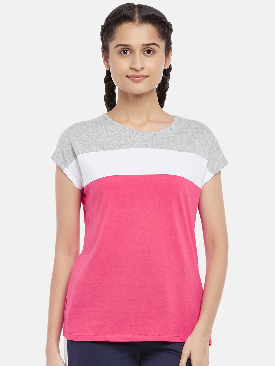 Ajile by Pantaloons Women Pink & White Colourblocked Round Neck Pure Cotton Regular Top
Ajile by Pantaloons Women Pink & White Colourblocked Round Neck Pure Cotton Regular Top
