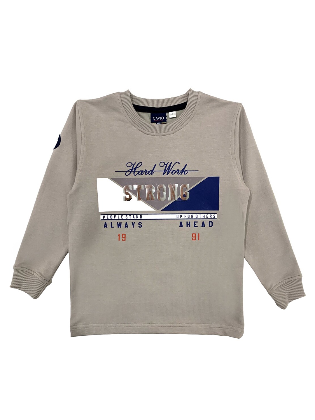 CAVIO Boys Grey Printed T-shirt