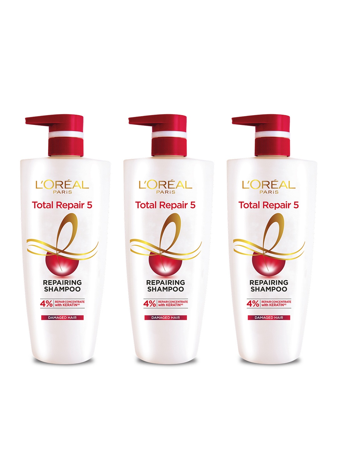 LOreal Paris Set of 3 Total Repair 5 Advanced Repairing Shampoos - 640 ml each, White
LOreal Paris Set of 3 Total Repair 5 Advanced Repairing Shampoos - 640 ml each, White