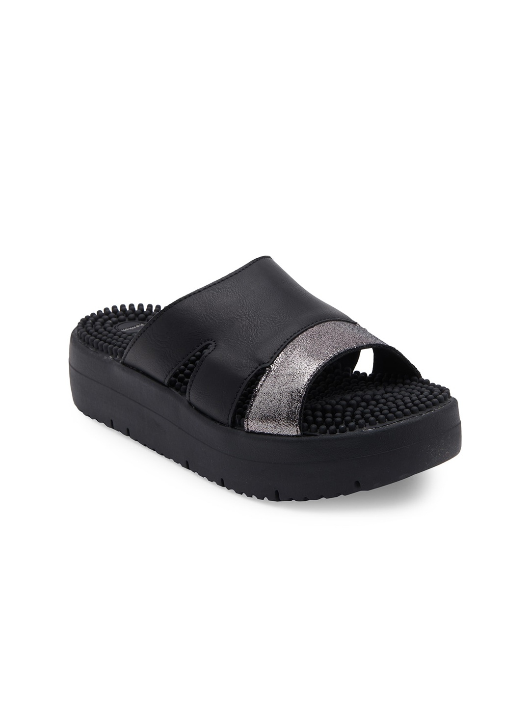 Kenkoh Black Leather Flatform Heels