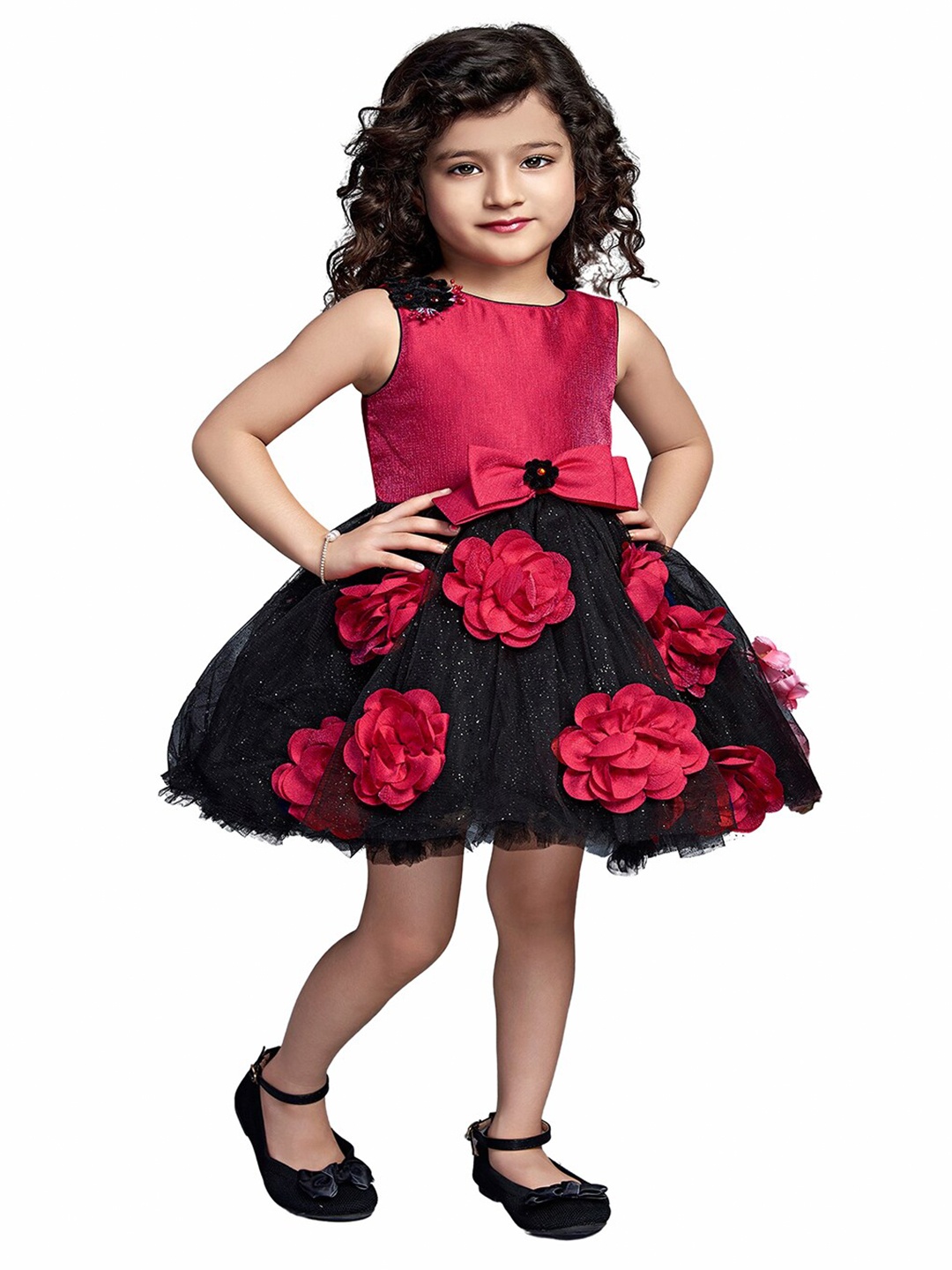 BETTY Red Floral Georgette Dress
