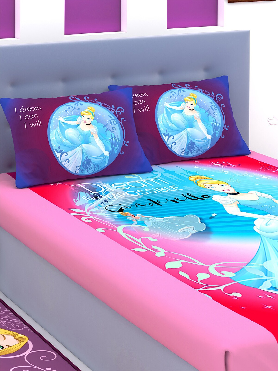 Disney Kids Pink Cartoon Characters Printed 180 TC King Bedsheet with 2 Pillow Covers
Disney Kids Pink Cartoon Characters Printed 180 TC King Bedsheet with 2 Pillow Covers