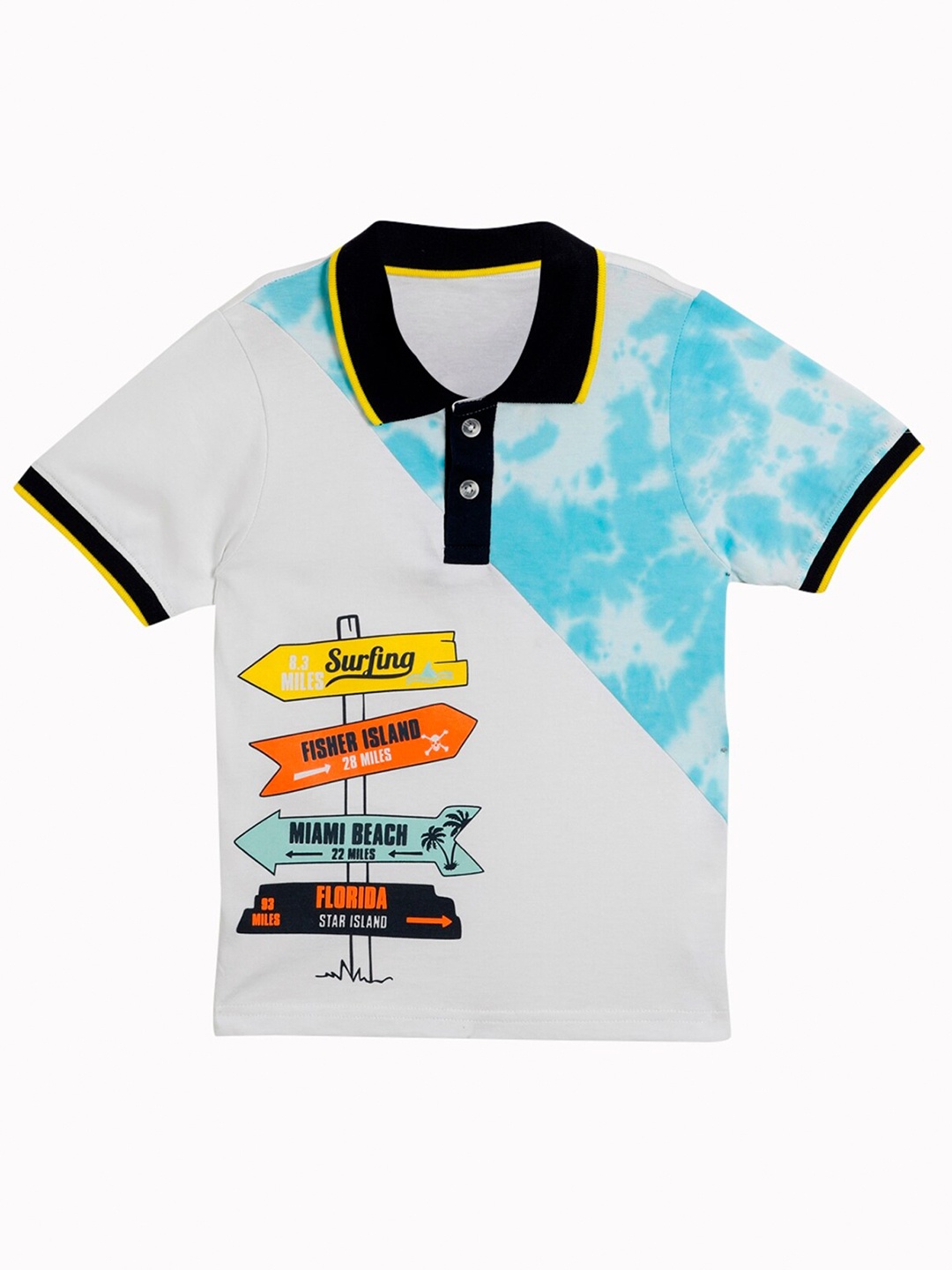 UNDER FOURTEEN ONLY Boys White & Blue Typography Printed Polo Collar Cotton T-shirt
UNDER FOURTEEN ONLY Boys White & Blue Typography Printed Polo Collar Cotton T-shirt
