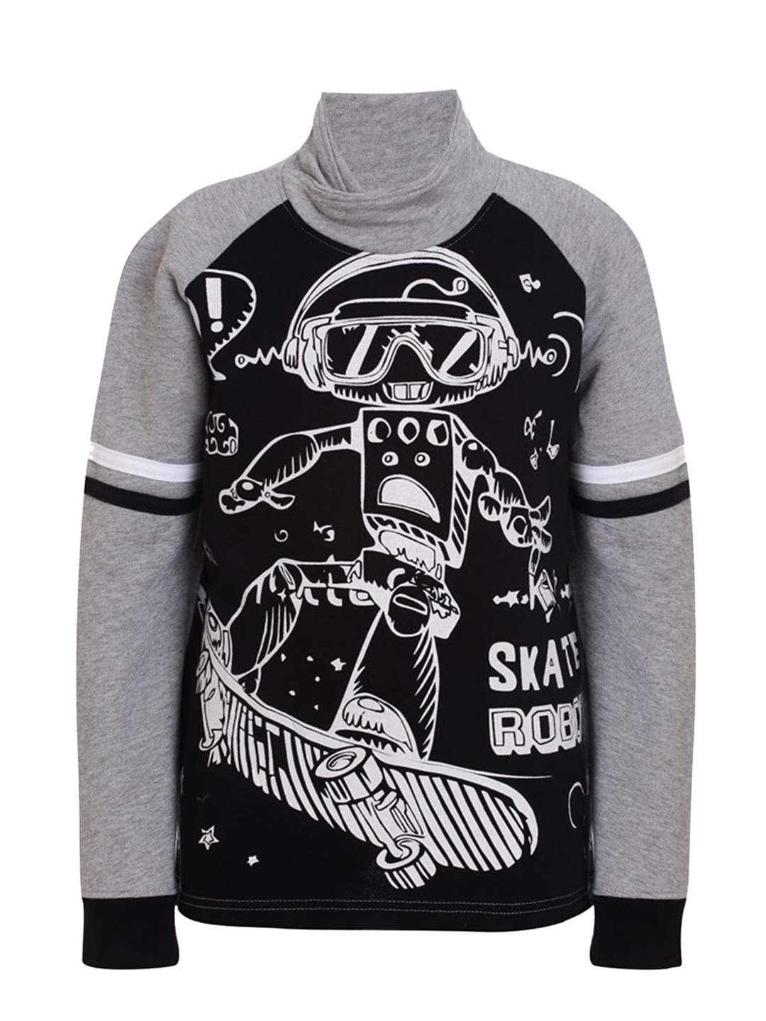 UNDER FOURTEEN ONLY Boys Grey Printed High Neck T-shirt
