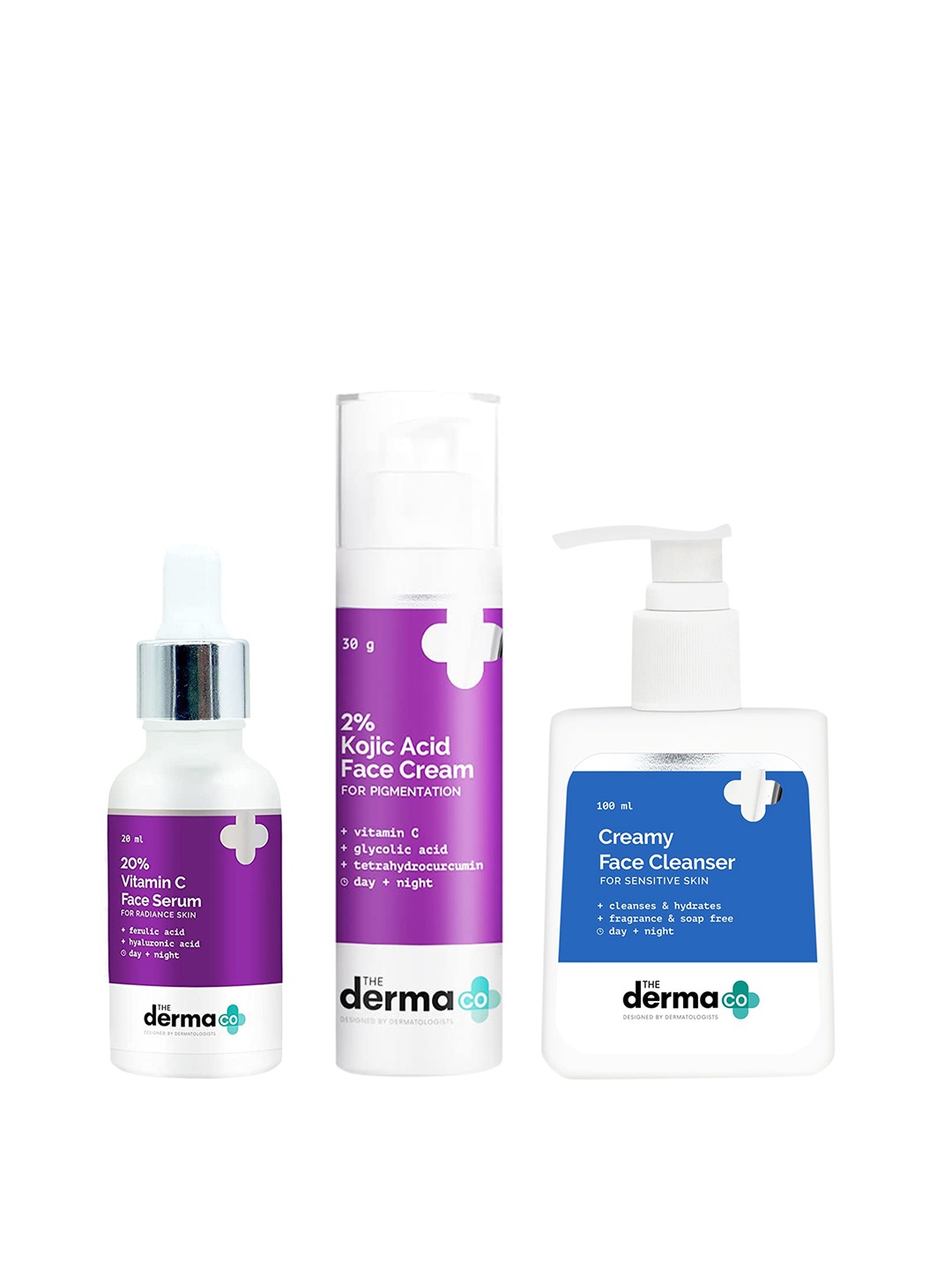 The Derma co. Set of 2% Kojic Acid Face Cream - 20% Vitamin C Serum & Creamy Face Cleanser, White
The Derma co. Set of 2% Kojic Acid Face Cream - 20% Vitamin C Serum & Creamy Face Cleanser, White