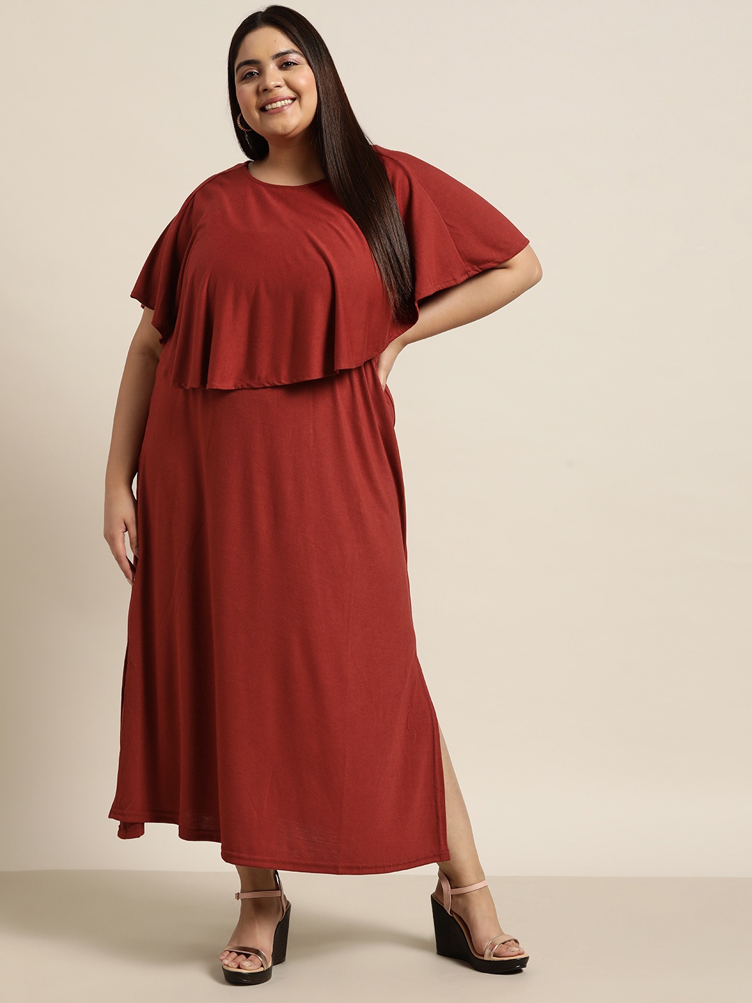 Sztori Women Plus Size Maroon Solid Layered Extended Sleeves Side Slit A-Line Maxi Dress
Sztori Women Plus Size Maroon Solid Layered Extended Sleeves Side Slit A-Line Maxi Dress