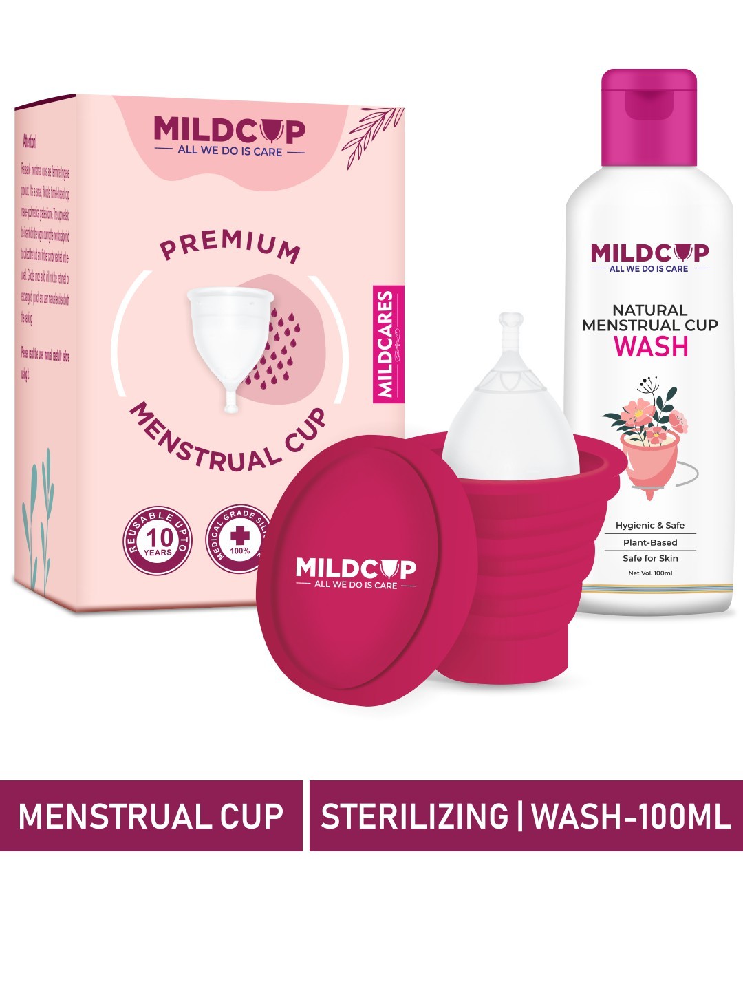 MILDCUP Combo Of Menstrual Cup With Sterilizer Container & Cup Wash - 100 ml, Transparent
MILDCUP Combo Of Menstrual Cup With Sterilizer Container & Cup Wash - 100 ml, Transparent