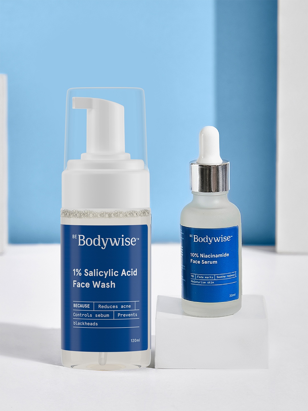 Be Bodywise Women Foaming Face Wash & Niacinamide Serum Acne Marks Reduction Kit, Blue
Be Bodywise Women Foaming Face Wash & Niacinamide Serum Acne Marks Reduction Kit, Blue