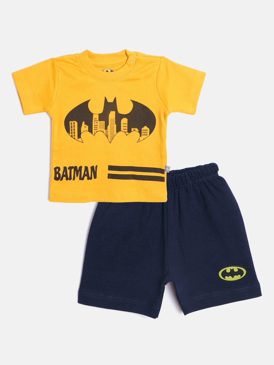 TINYO Infant Boys Mustard Yellow & Navy Blue Pure Cotton Batman Print T-shirt with Shorts
TINYO Infant Boys Mustard Yellow & Navy Blue Pure Cotton Batman Print T-shirt with Shorts