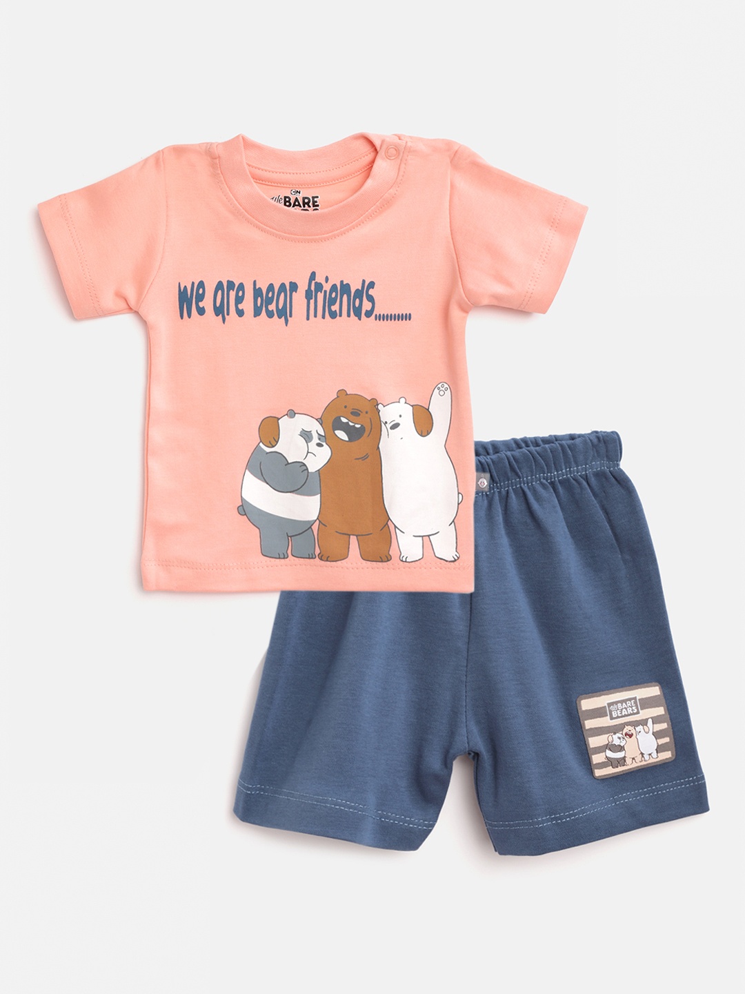 TINYO Infant Boys Peach-Coloured & Navy Blue Pure Cotton Bears Print T-shirt with Shorts
TINYO Infant Boys Peach-Coloured & Navy Blue Pure Cotton Bears Print T-shirt with Shorts