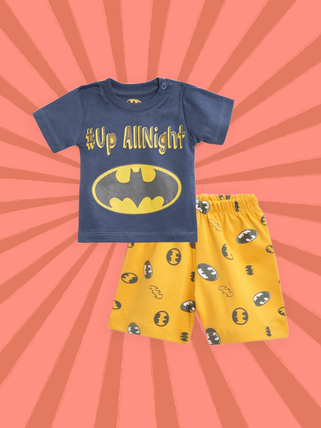TINYO Infant Boys Navy Blue & Mustard Yellow Pure Cotton Batman Print T-shirt with Shorts
TINYO Infant Boys Navy Blue & Mustard Yellow Pure Cotton Batman Print T-shirt with Shorts