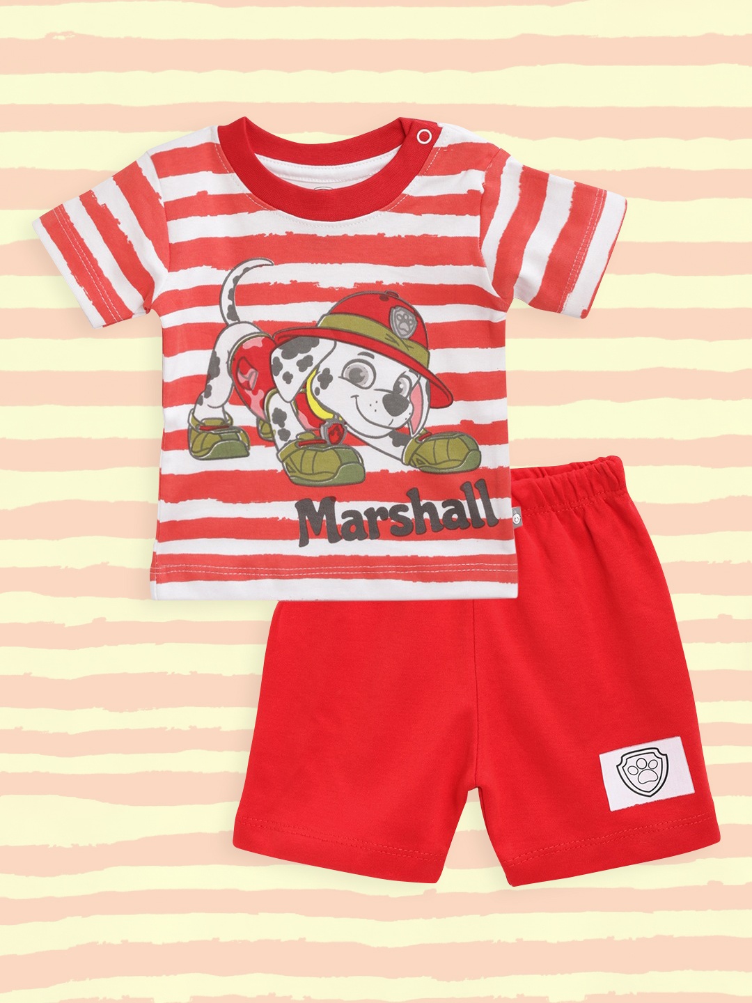 TINYO Infant Boys Red & White Pure Cotton Striped & Marshall Dog Print T-shirt with Shorts
TINYO Infant Boys Red & White Pure Cotton Striped & Marshall Dog Print T-shirt with Shorts