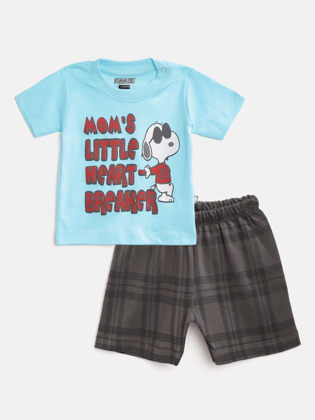 TINYO Infant Boys Blue & Charcoal Grey Pure Cotton Snoopy T-shirt with Checked Shorts
TINYO Infant Boys Blue & Charcoal Grey Pure Cotton Snoopy T-shirt with Checked Shorts