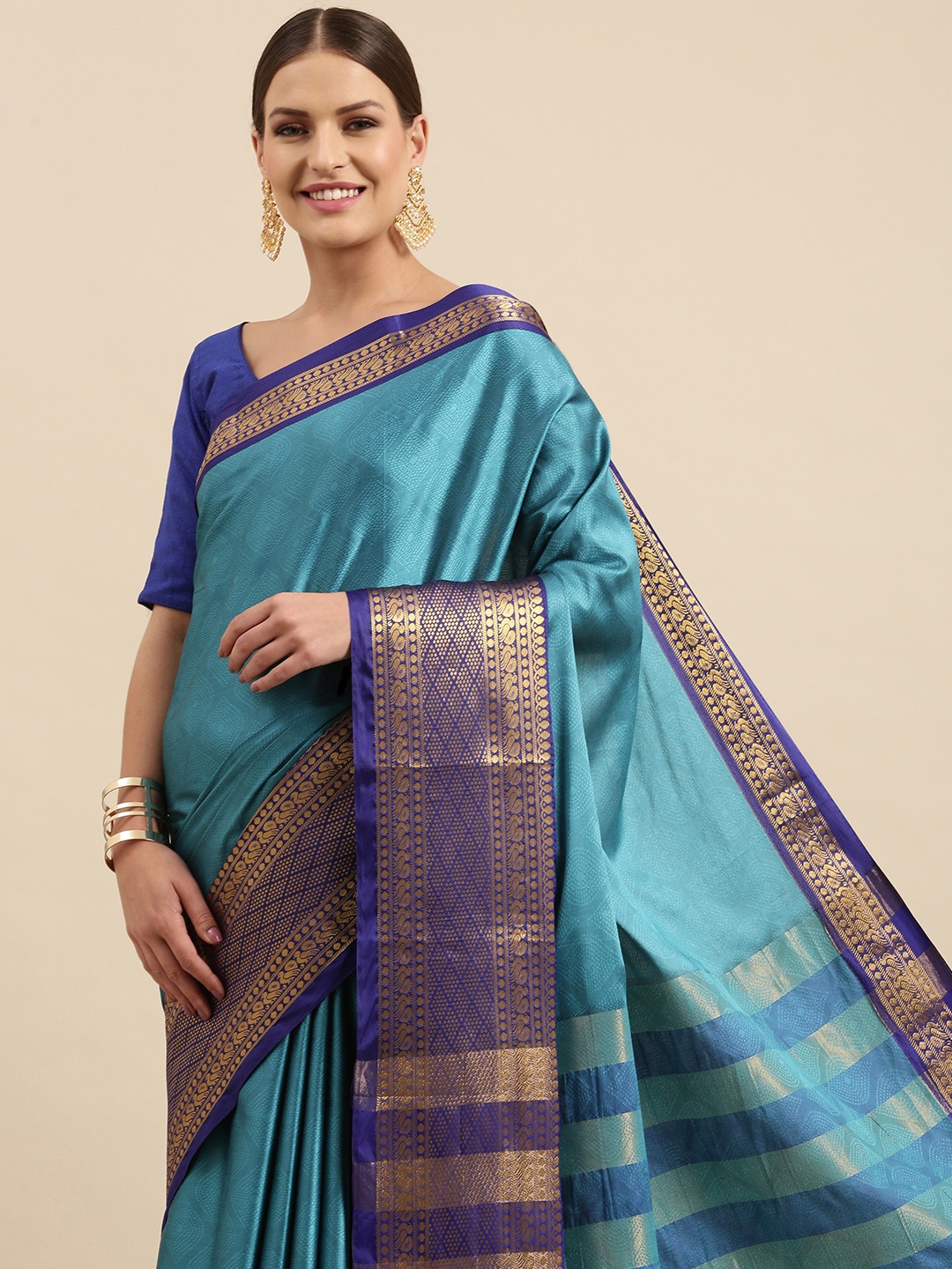 Anouk Turquoise Blue & Gold-Toned Woven Design Ethnic Motifs Silk Blend Banarasi Saree
Anouk Turquoise Blue & Gold-Toned Woven Design Ethnic Motifs Silk Blend Banarasi Saree