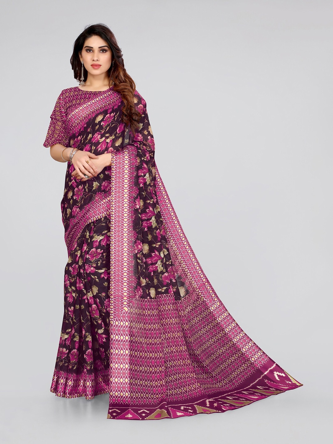 KALINI Purple Floral Bagh Saree