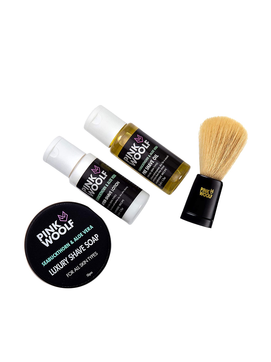PINK WOOLF Pack of Seabuckthorn PreShave Oil-Shaving Brush-Soap & AfterShave Lotion, Multi
PINK WOOLF Pack of Seabuckthorn PreShave Oil-Shaving Brush-Soap & AfterShave Lotion, Multi