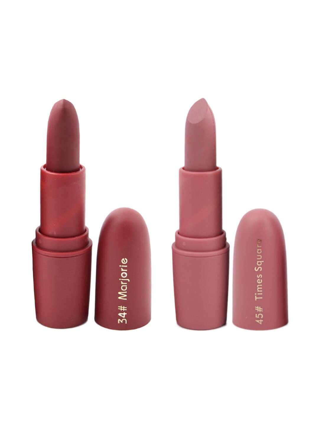MISS ROSE Professional Make-Up Set of 2 Matte Lipsticks - Marjorie 34 & Times Square 45, Brown
MISS ROSE Professional Make-Up Set of 2 Matte Lipsticks - Marjorie 34 & Times Square 45, Brown