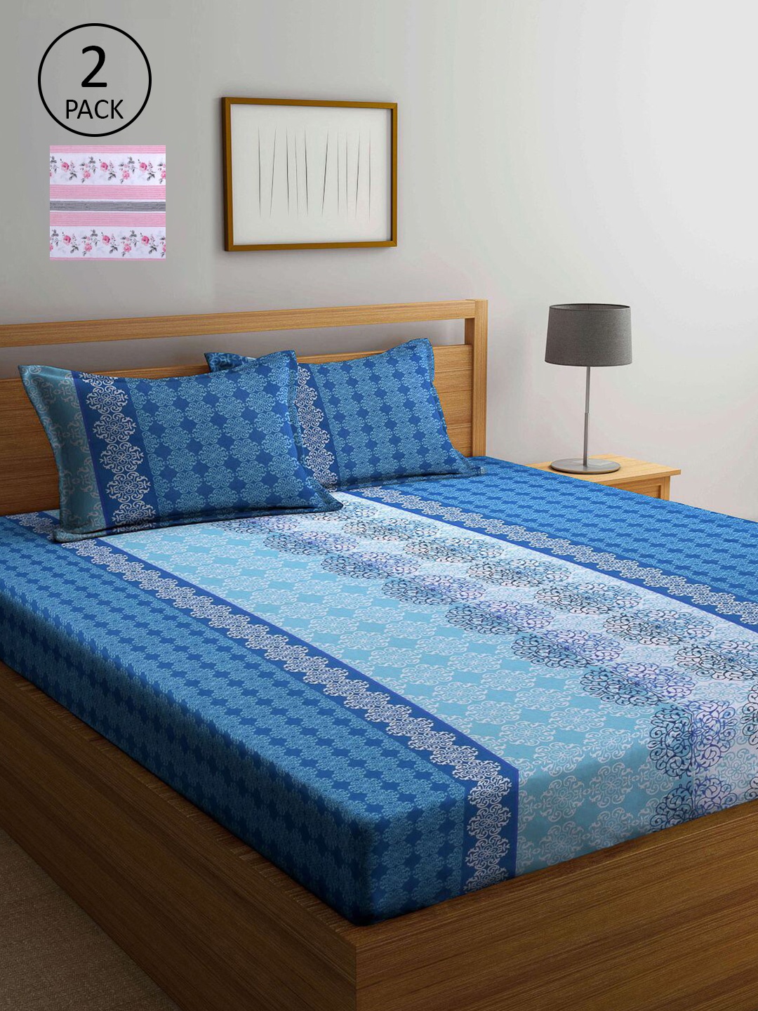 KLOTTHE Multicoloured Ethnic Motifs 210 TC 2 Queen Bedsheet with 4 Pillow Covers, Multi
KLOTTHE Multicoloured Ethnic Motifs 210 TC 2 Queen Bedsheet with 4 Pillow Covers, Multi