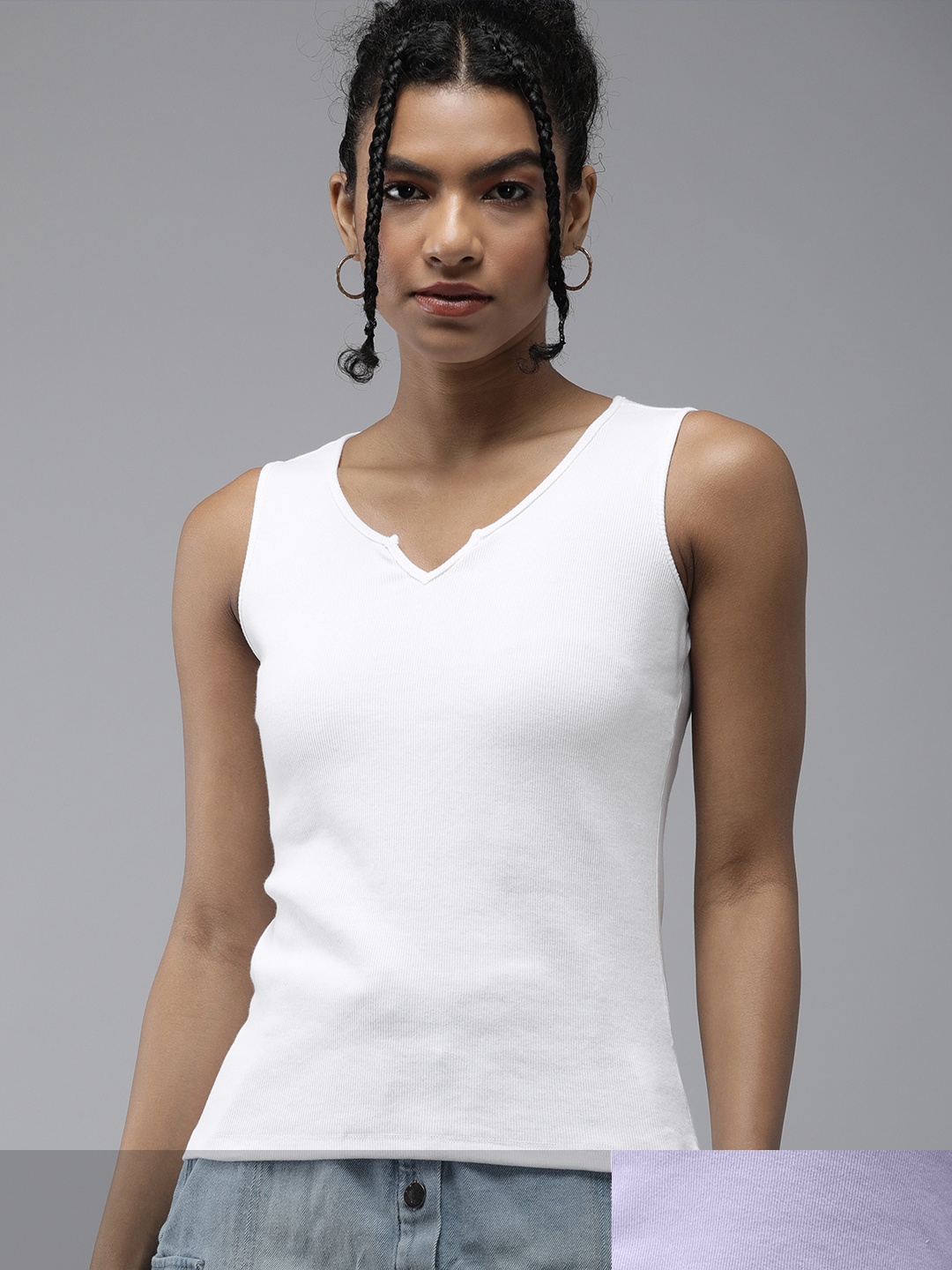 The Roadster Lifestyle Co. Women Pack of 2 White & Lavender Self Designed Casual Top
The Roadster Lifestyle Co. Women Pack of 2 White & Lavender Self Designed Casual Top