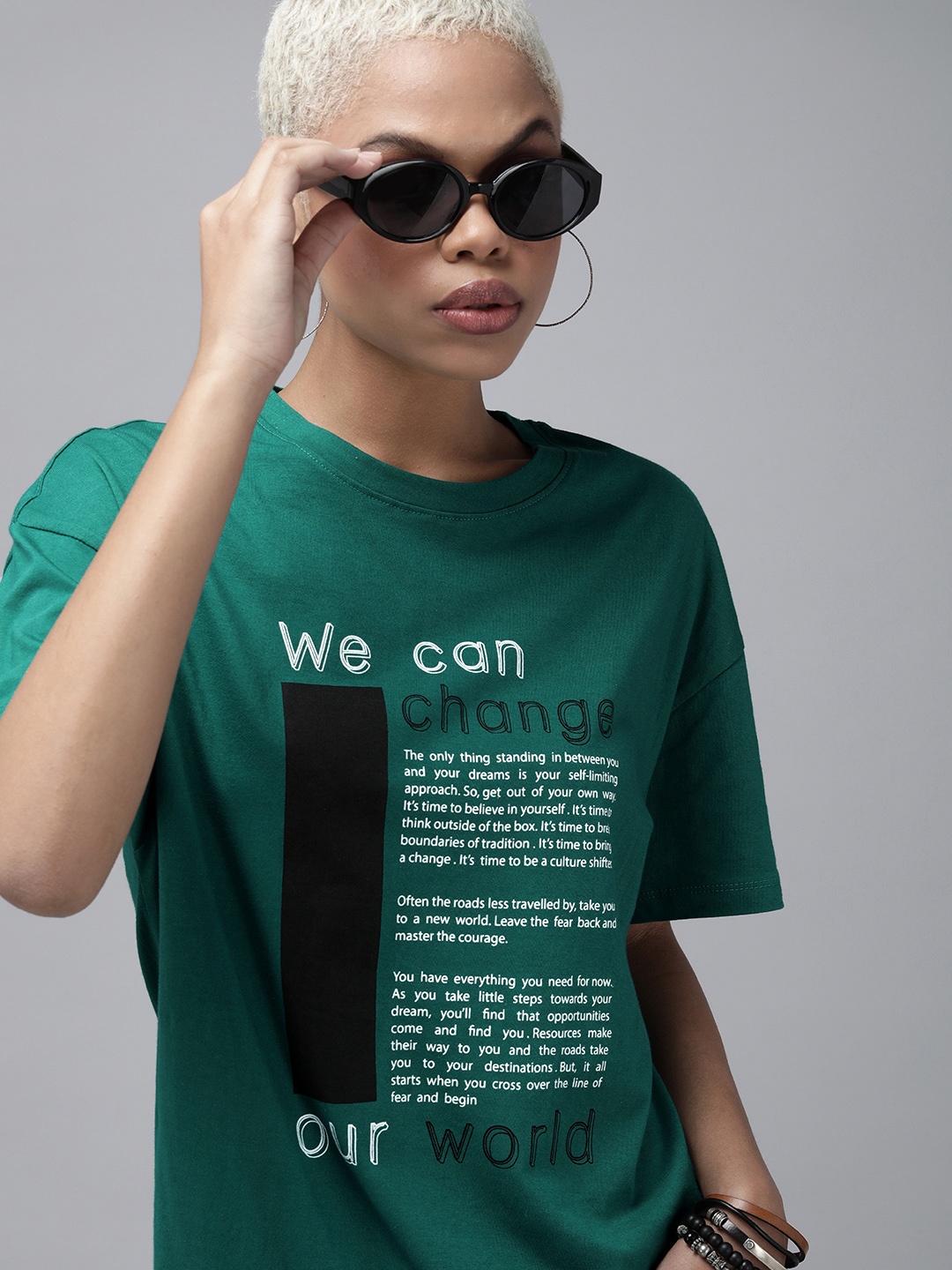 The Roadster Lifestyle Co Women Green & White Typography Printed Drop-Shoulder Sleeves Pure Cotton T-shirt
The Roadster Lifestyle Co Women Green & White Typography Printed Drop-Shoulder Sleeves Pure Cotton T-shirt