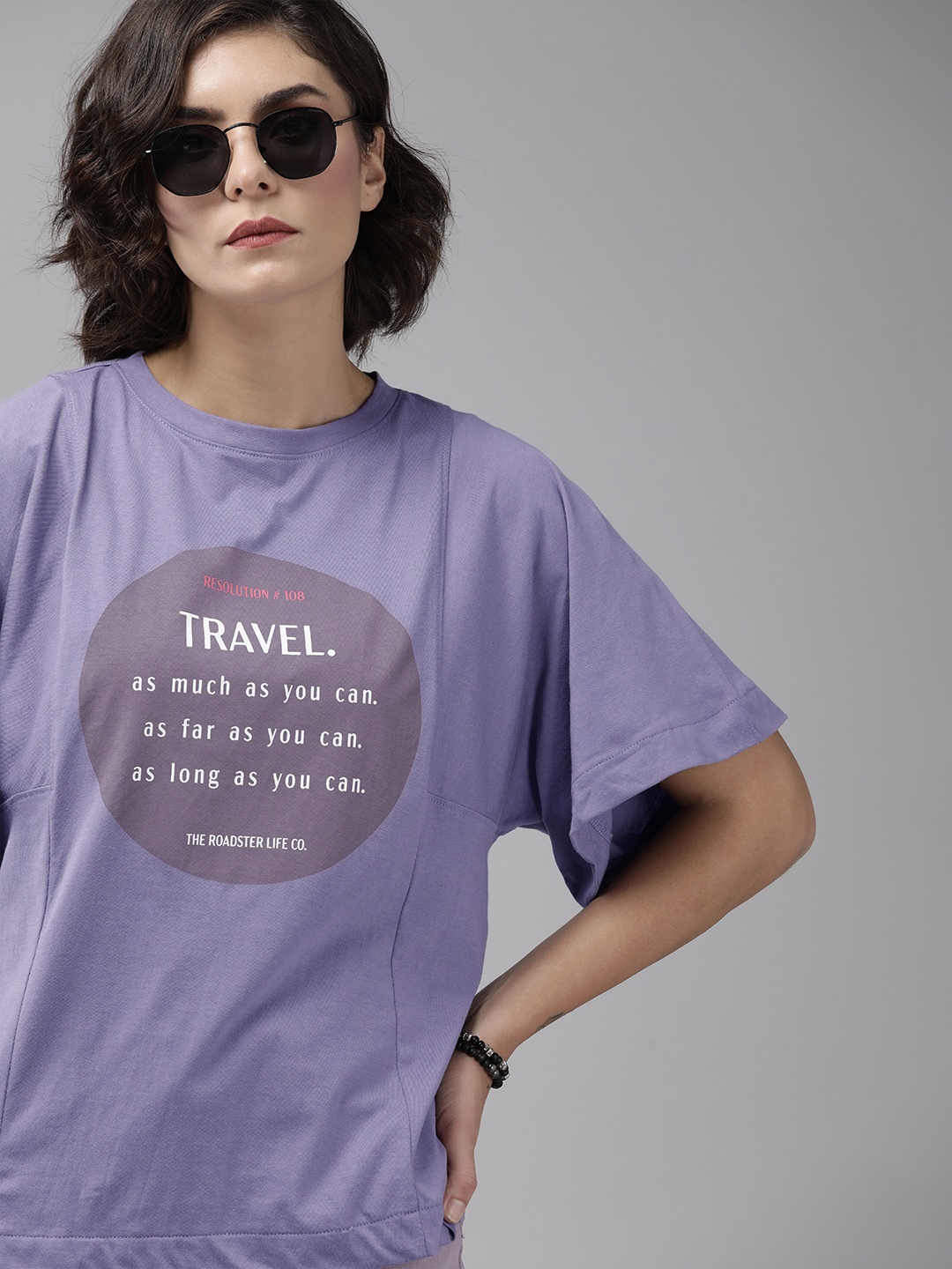 The Roadster Lifestyle Co Women Lavender Printed Extended Sleeves Pure Cotton Boxy T-shirt
The Roadster Lifestyle Co Women Lavender Printed Extended Sleeves Pure Cotton Boxy T-shirt