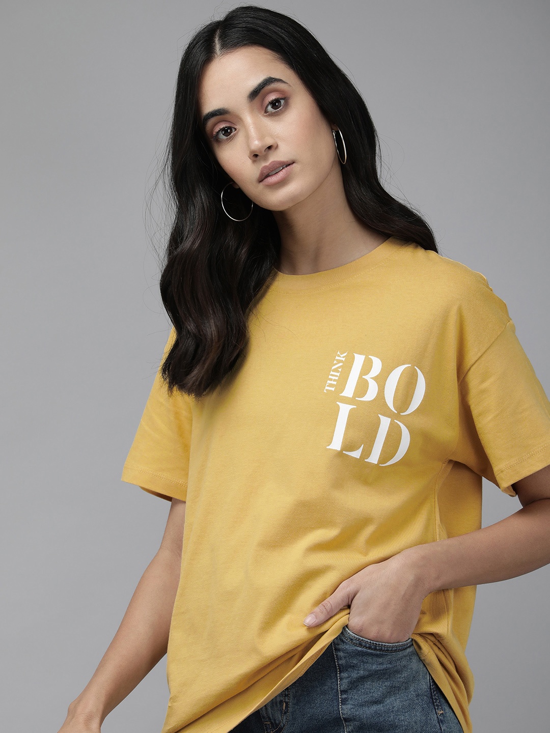Roadster Women Yellow Typography Printed Drop-Shoulder Sleeves Pure Cotton Boxy T-shirt
Roadster Women Yellow Typography Printed Drop-Shoulder Sleeves Pure Cotton Boxy T-shirt