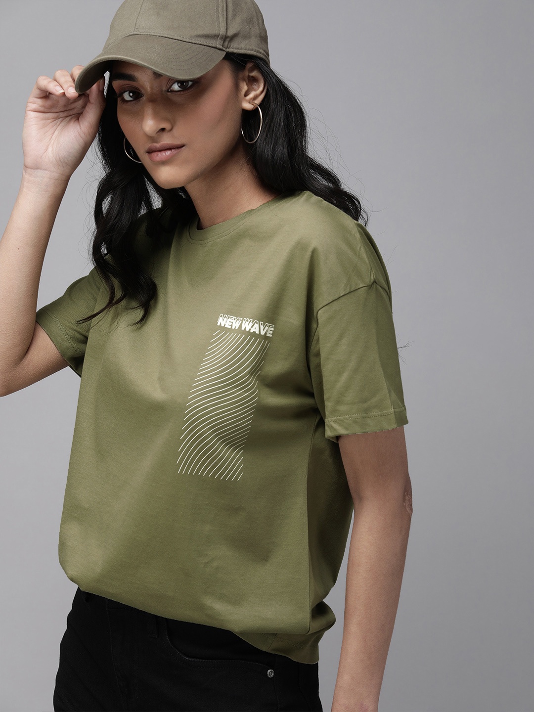 The Roadster Lifestyle Co Women Olive Green Typography Printed Drop-Shoulder Sleeves Pure Cotton T-shirt
The Roadster Lifestyle Co Women Olive Green Typography Printed Drop-Shoulder Sleeves Pure Cotton T-shirt