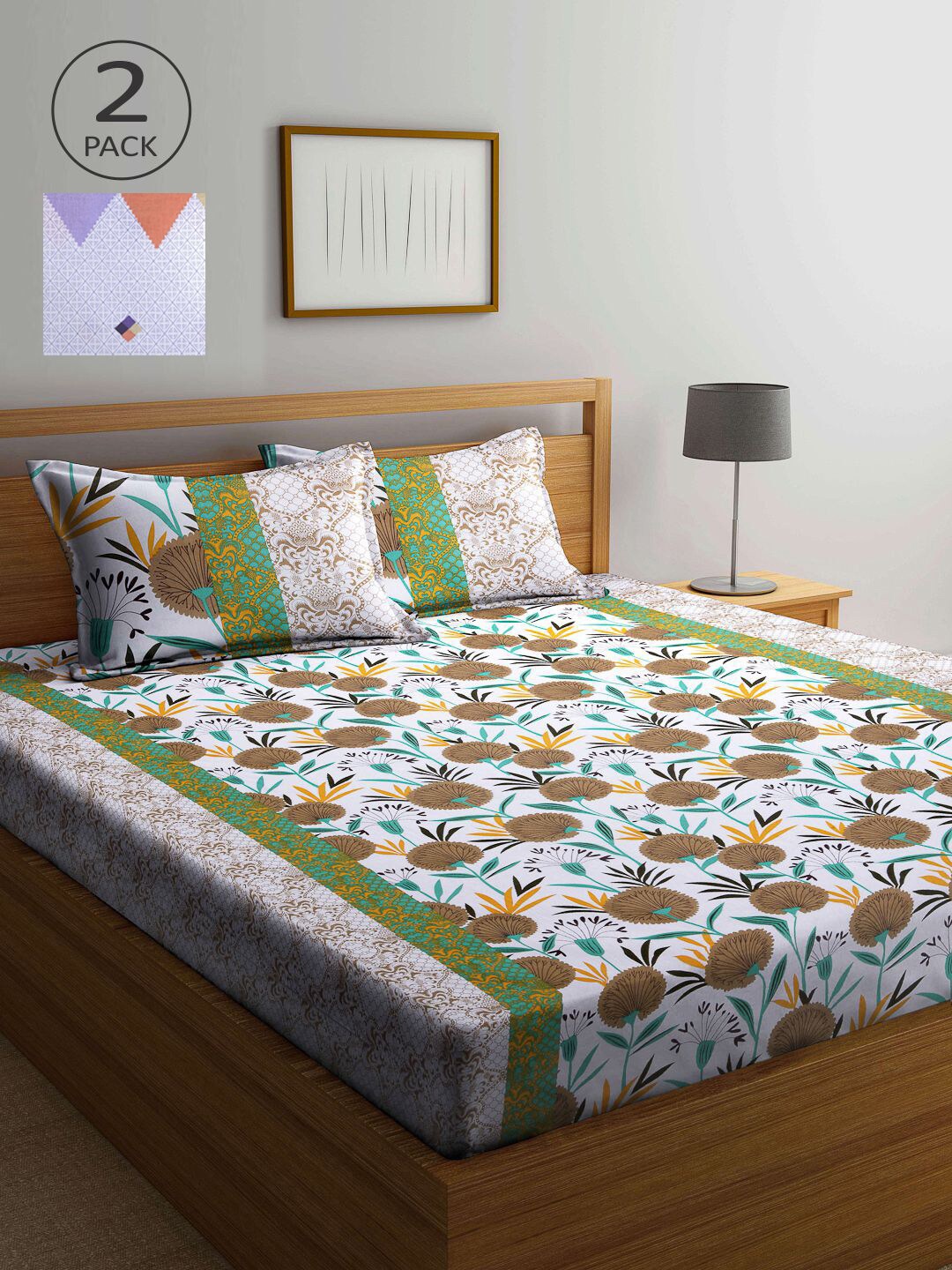 KLOTTHE Grey Melange & Purple Floral 210 TC 2 Queen Bedsheet with 4 Pillow Covers
KLOTTHE Grey Melange & Purple Floral 210 TC 2 Queen Bedsheet with 4 Pillow Covers