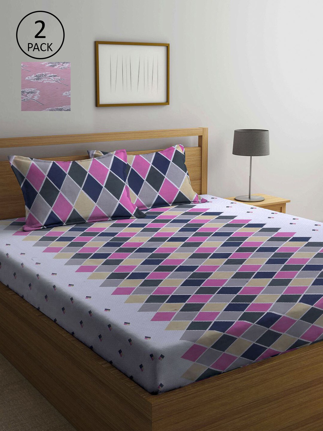 KLOTTHE Multicoloured Geometric 210 TC 2 Queen Bedsheet with 4 Pillow Covers, Multi
KLOTTHE Multicoloured Geometric 210 TC 2 Queen Bedsheet with 4 Pillow Covers, Multi