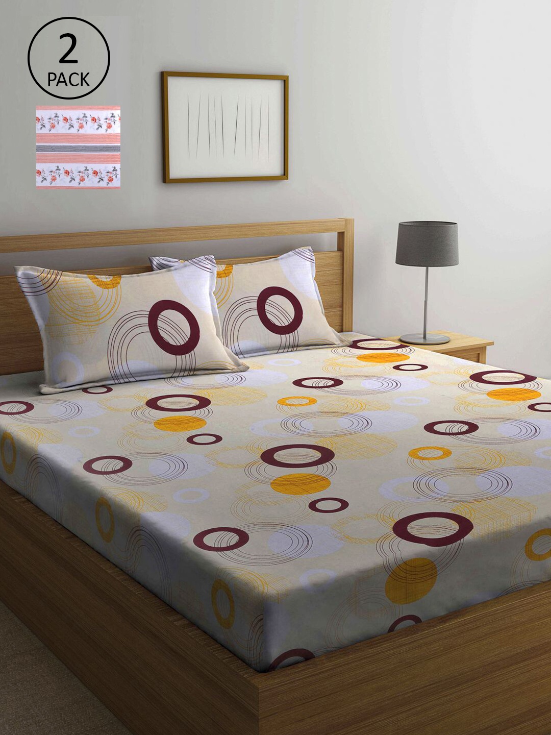 KLOTTHE Beige & White Geometric 210 TC Pure Cotton 2 Queen Bedsheets with 4 Pillow Covers
KLOTTHE Beige & White Geometric 210 TC Pure Cotton 2 Queen Bedsheets with 4 Pillow Covers