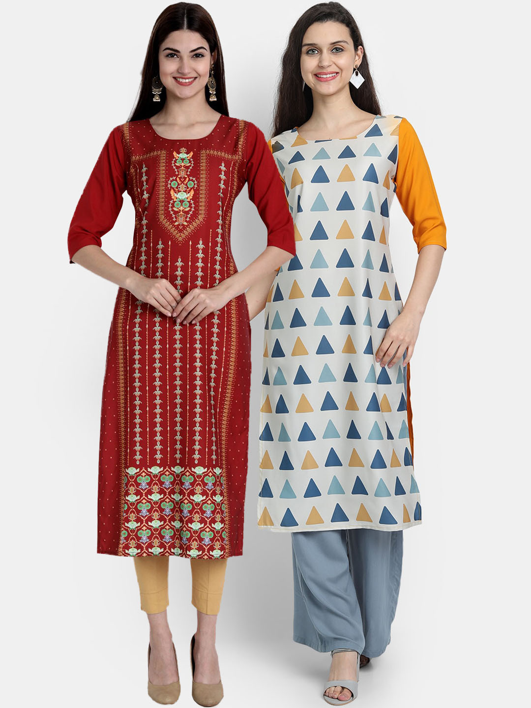Ethnic basket Women Pack Of 2 Digital Print Straight Kurta Crepe Kurta, Maroon
Ethnic basket Women Pack Of 2 Digital Print Straight Kurta Crepe Kurta, Maroon