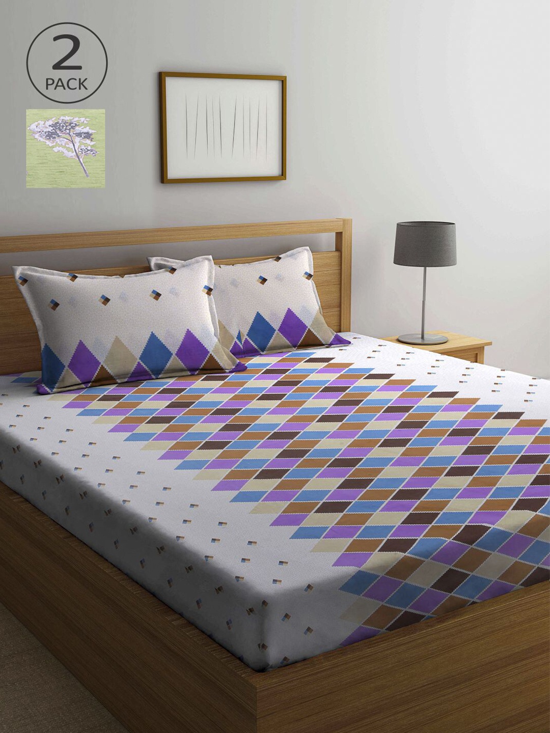 KLOTTHE White & Green Geometric 210 TC Pure Cotton 2 Queen Bedsheets with 4 Pillow Covers
KLOTTHE White & Green Geometric 210 TC Pure Cotton 2 Queen Bedsheets with 4 Pillow Covers