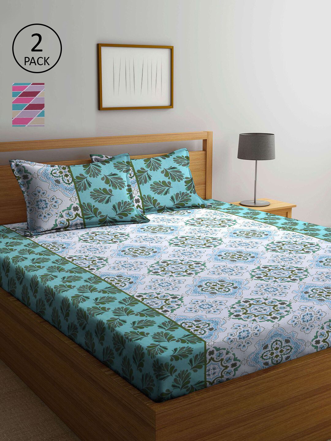 KLOTTHE Blue & White Floral 210 TC 2 Queen Pure Cotton Bedsheet with 4 Pillow Covers
KLOTTHE Blue & White Floral 210 TC 2 Queen Pure Cotton Bedsheet with 4 Pillow Covers
