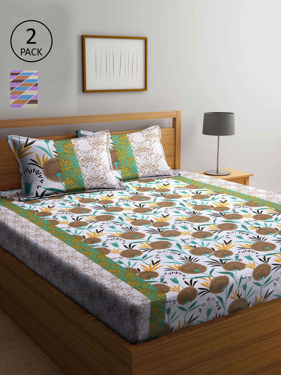 KLOTTHE Multi Color Floral Printed 210 TC 2 Double Bedsheets with 4 Pillow Covers
KLOTTHE Multi Color Floral Printed 210 TC 2 Double Bedsheets with 4 Pillow Covers
