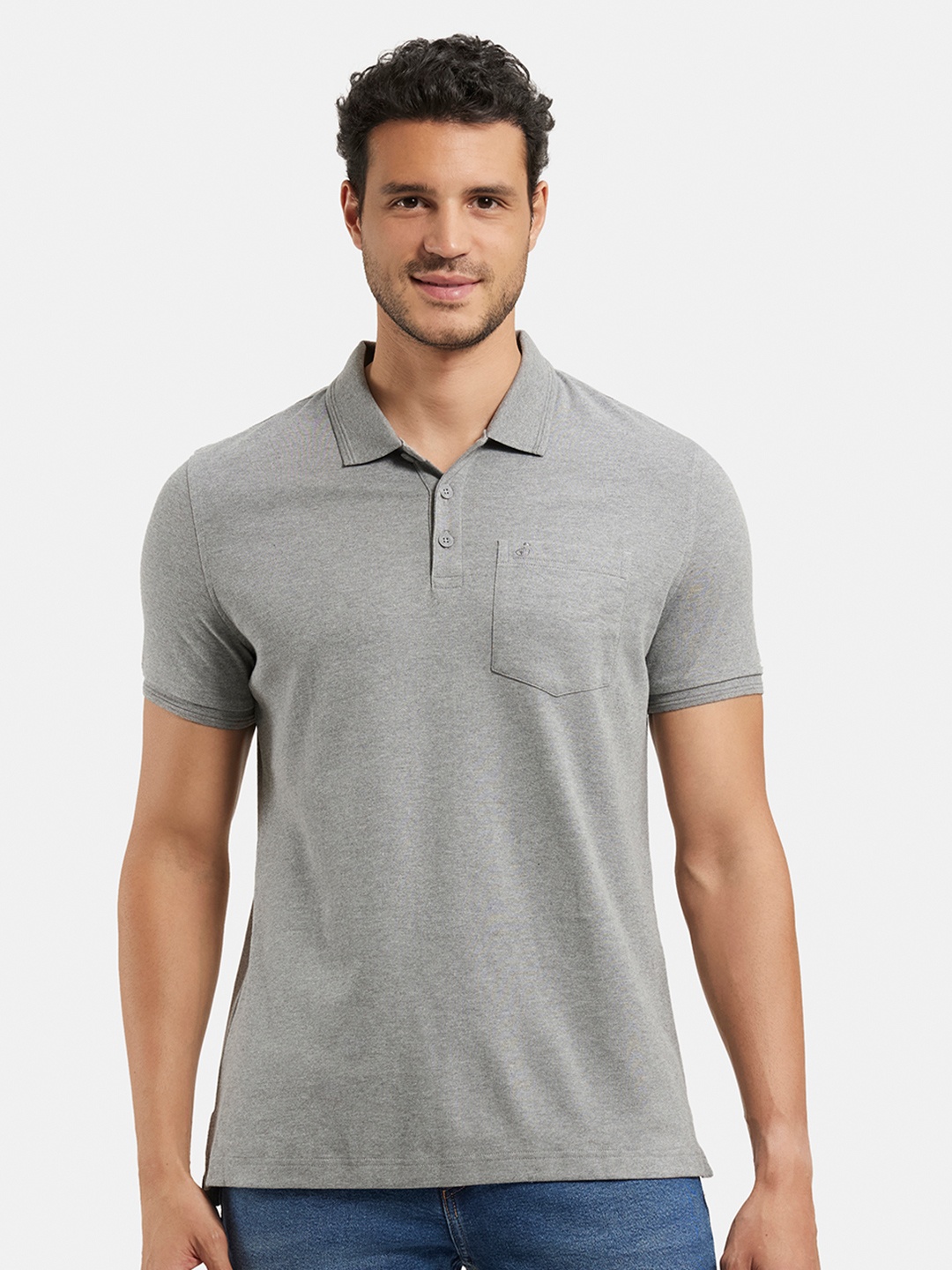 Jockey Super Combed Cotton Rich Solid Half Sleeve Polo Tshirt with Chest Pocket-3913, Grey
Jockey Super Combed Cotton Rich Solid Half Sleeve Polo Tshirt with Chest Pocket-3913, Grey
