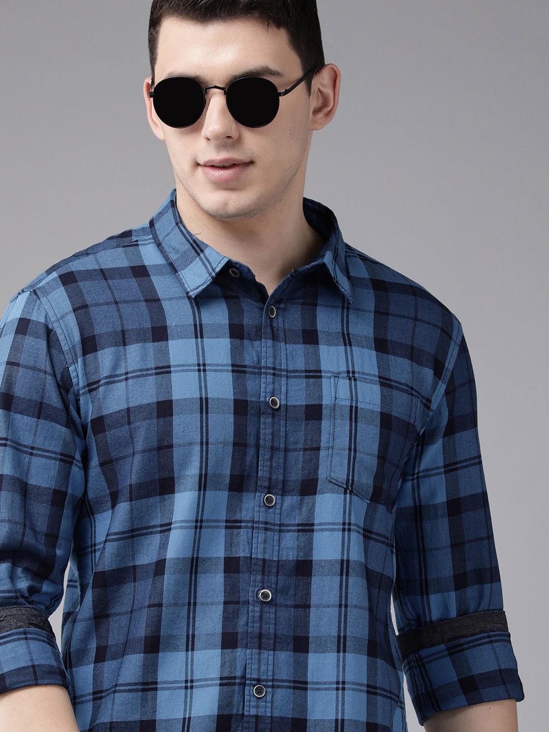 BEAT LONDON by PEPE JEANS Men Blue Classic Slim Fit Checked Pure Cotton Casual Shirt
BEAT LONDON by PEPE JEANS Men Blue Classic Slim Fit Checked Pure Cotton Casual Shirt