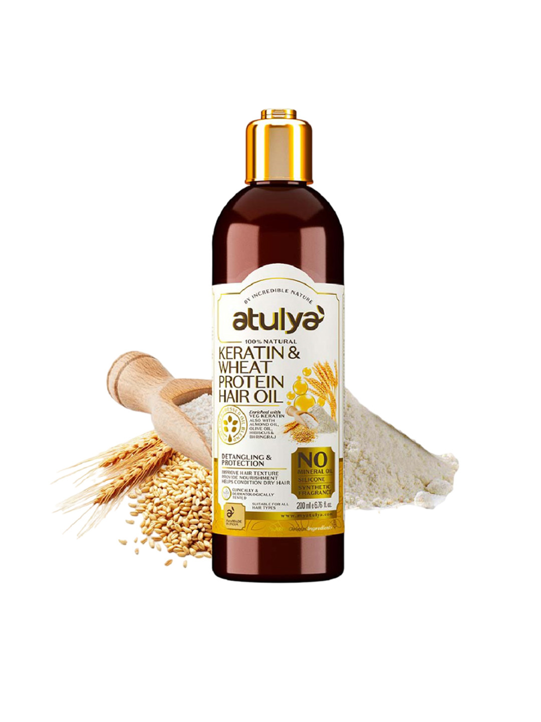 Atulya Keratin & Wheat Protein Hair Oil To Improve Hair Texture - 200 ml, Yellow 
Atulya Keratin & Wheat Protein Hair Oil To Improve Hair Texture - 200 ml, Yellow