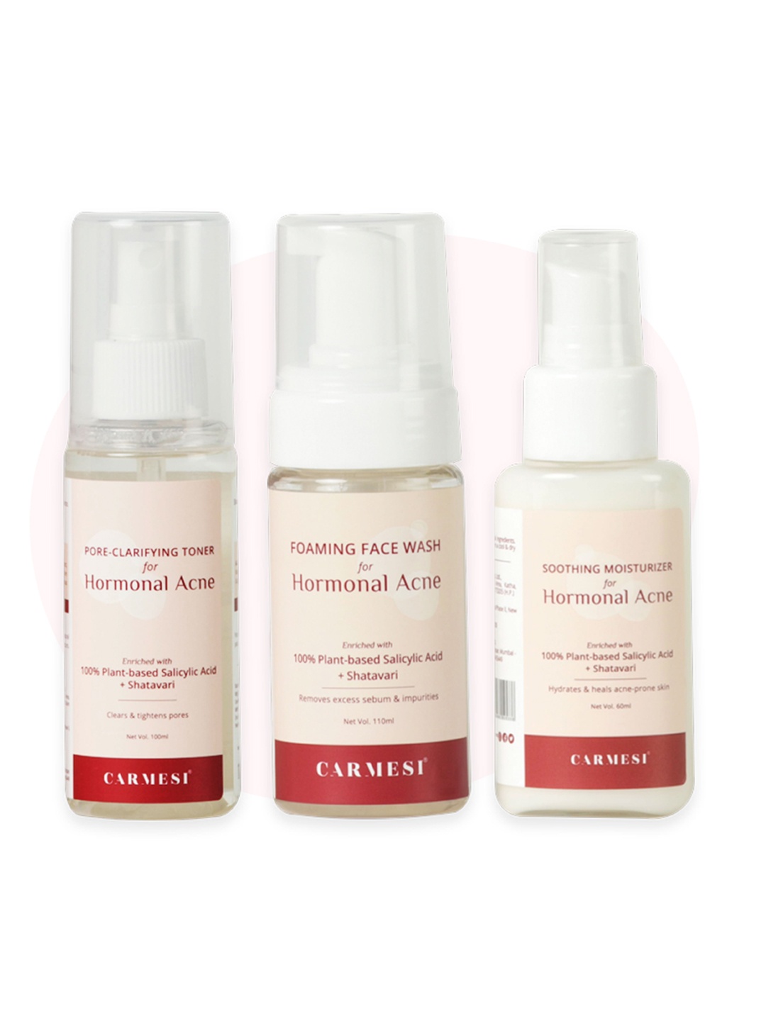 CARMESI Set of Hormonal Skin Pore Clean Toner-Foaming Face Wash & Soothing Moisturizer, Na
CARMESI Set of Hormonal Skin Pore Clean Toner-Foaming Face Wash & Soothing Moisturizer, Na