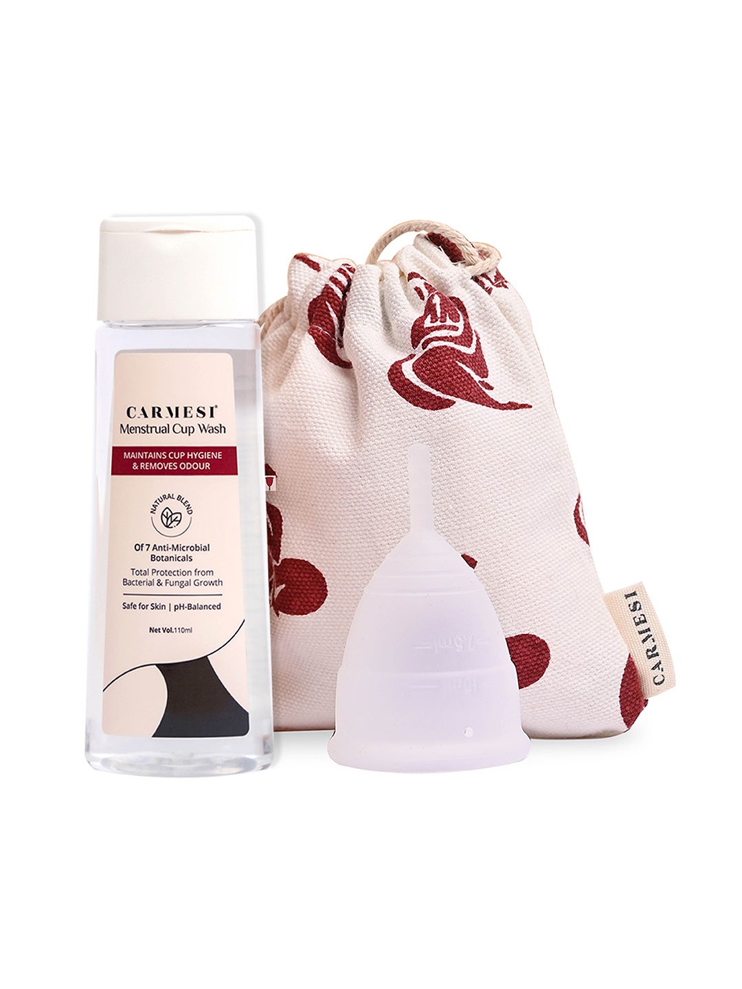 CARMESI Set of Anti-Microbial Botanicals Small Size Menstrual Cup & Wash 110 ml, Na