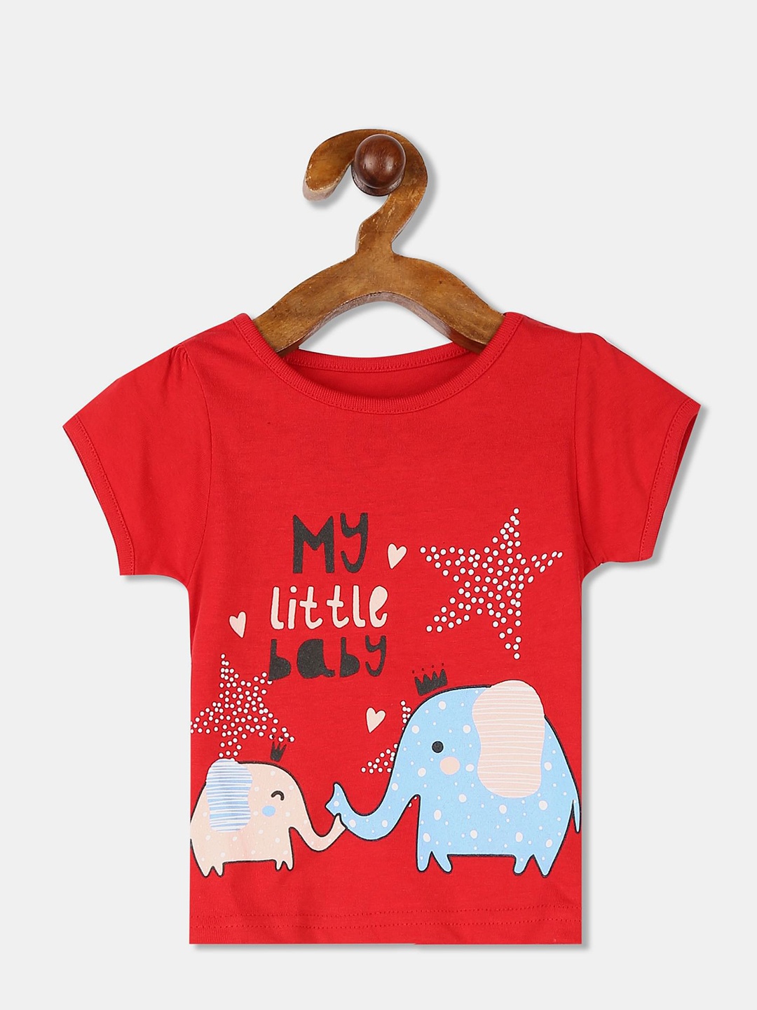 Donuts Girls Red Typography Printed T-shirt