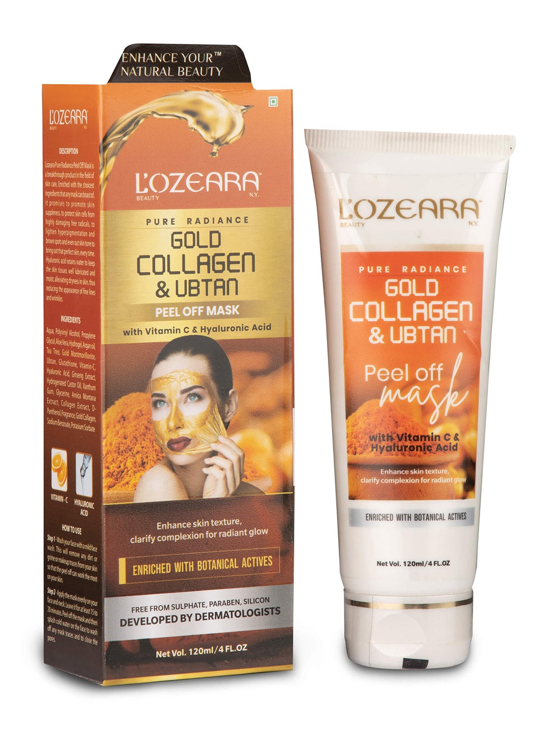 LOZEARA BEAUTY N.Y Pure Radiance Gold Collagen & Ubtan Peel Off Mask - 120 ml, Orange
LOZEARA BEAUTY N.Y Pure Radiance Gold Collagen & Ubtan Peel Off Mask - 120 ml, Orange