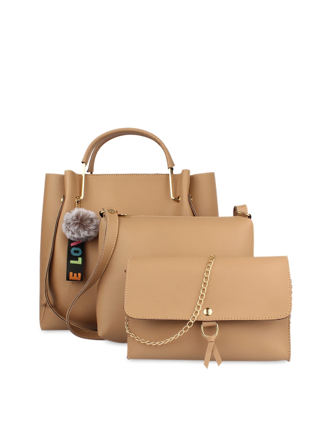 MAMMON Cream-Coloured Textured PU Shopper Handheld Bag