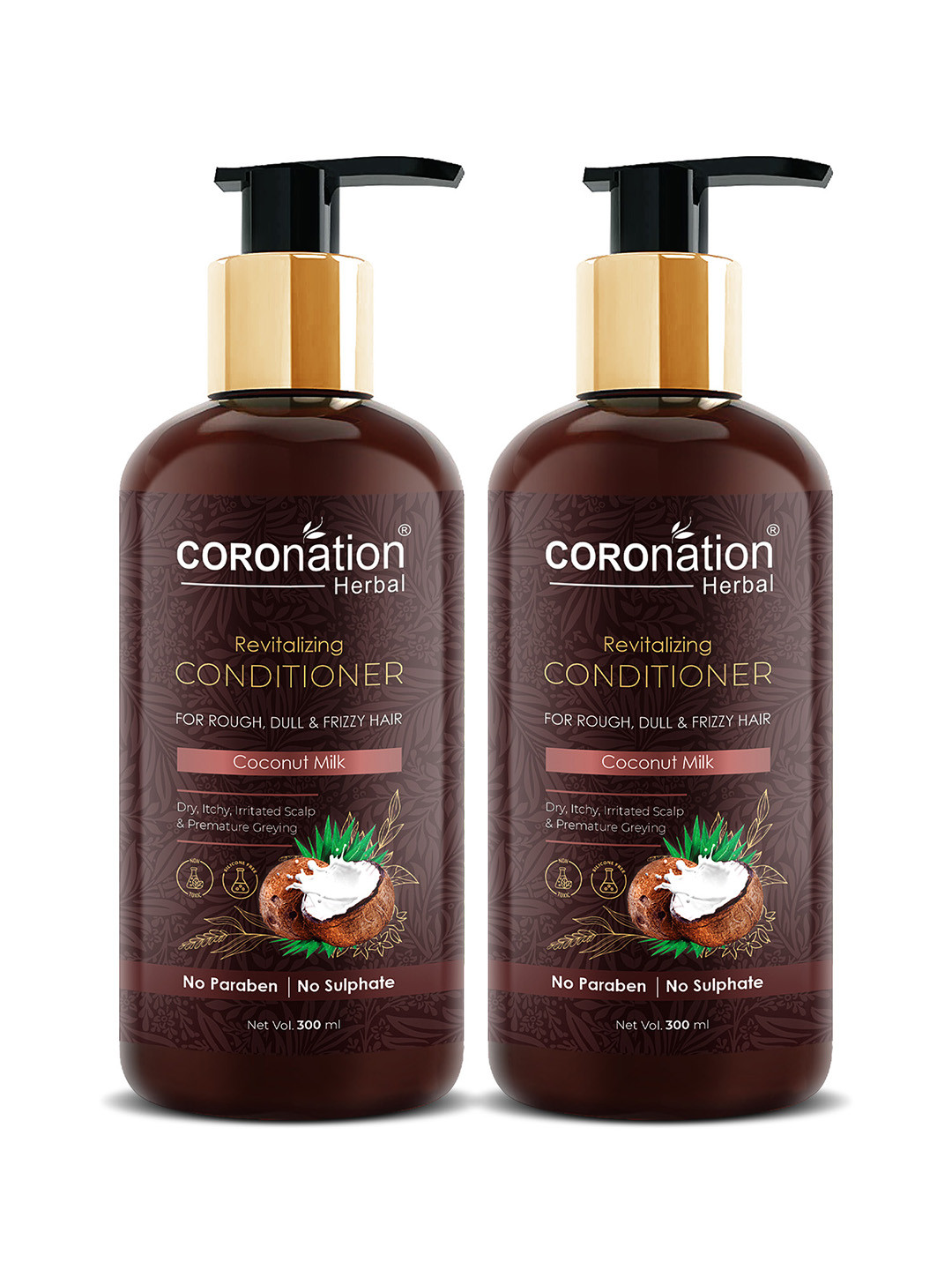 COROnation Herbal Set Of 2 Revitalizing Conditioner with Coconut Milk 300 ml each, Brown
COROnation Herbal Set Of 2 Revitalizing Conditioner with Coconut Milk 300 ml each, Brown