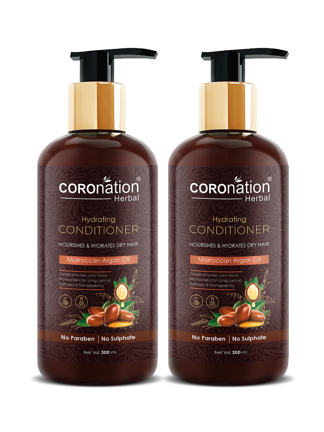 COROnation Herbal Set of 2 Hydrating Conditioner with Moroccan Argan Oil 300 ml each, Brown
COROnation Herbal Set of 2 Hydrating Conditioner with Moroccan Argan Oil 300 ml each, Brown