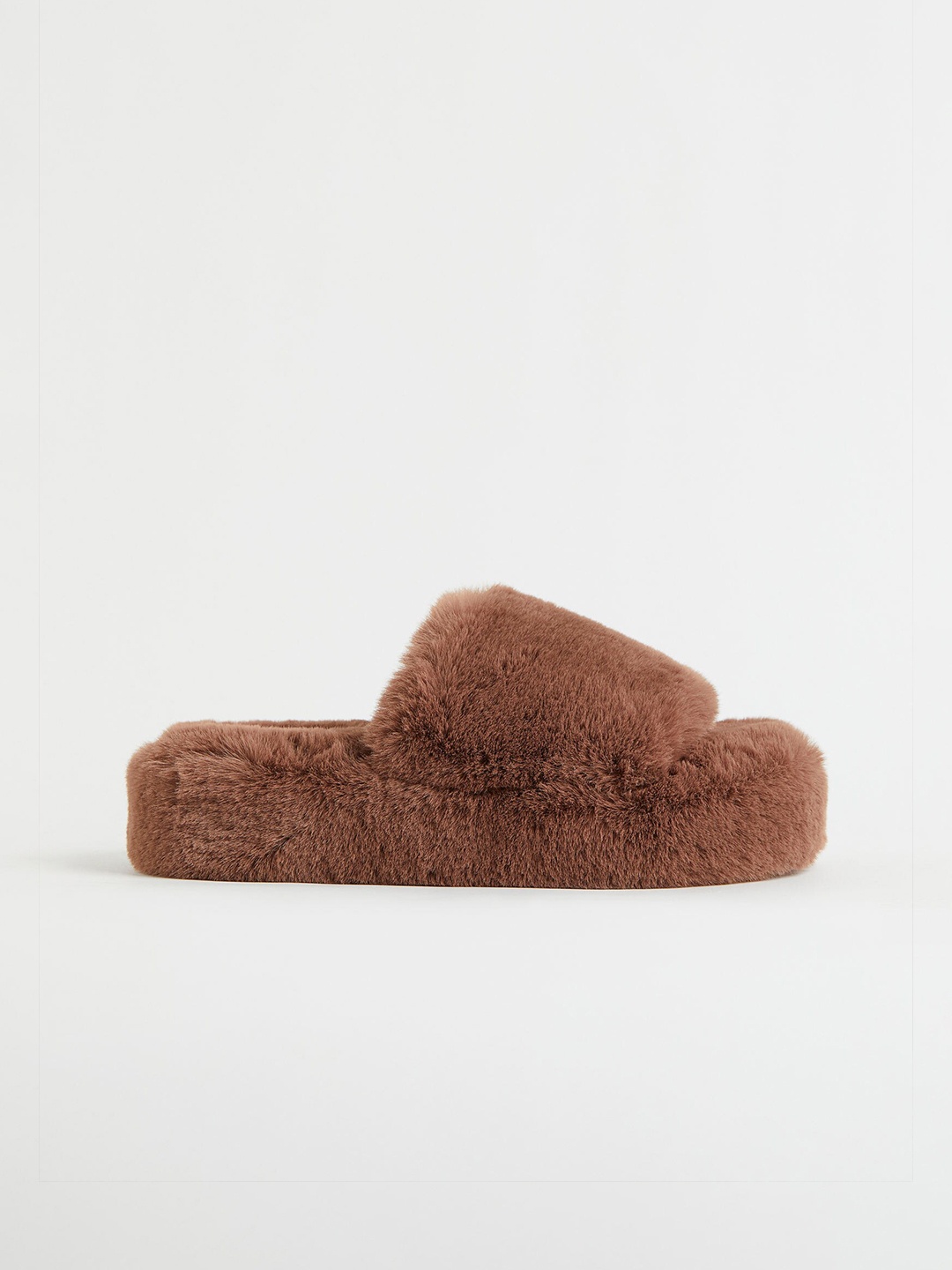 H&M Women Brown Faux Fur Slippers