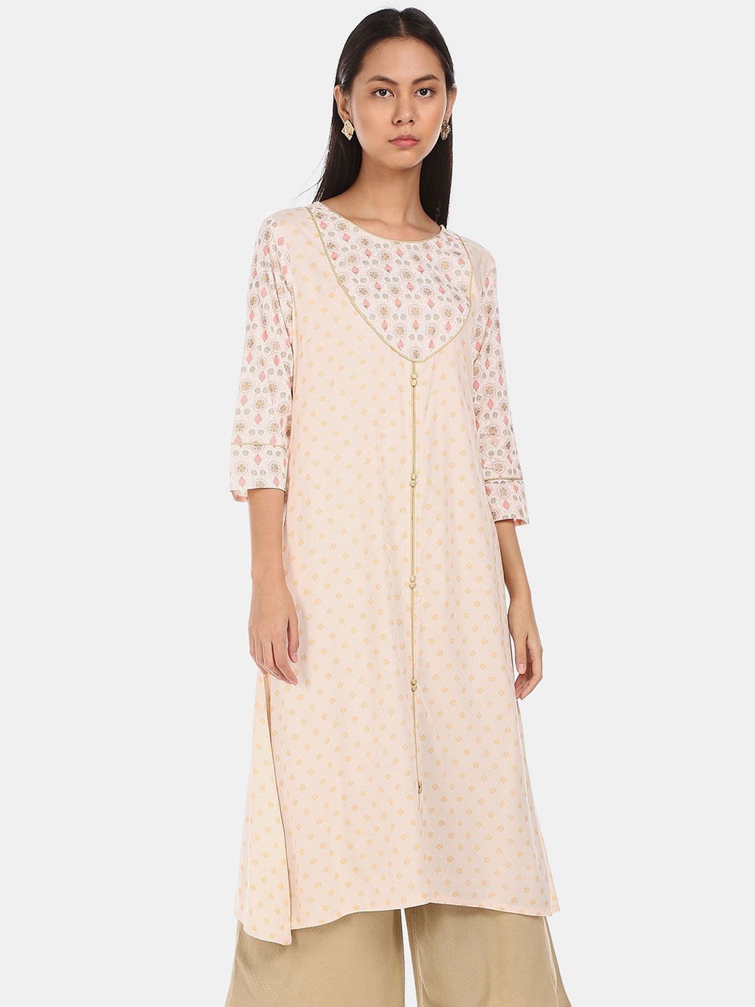 Karigari Women Pink Ethnic Motifs Printed Kurta
